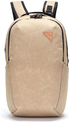 Pacsafe Vibe Backpack - 25 L - Geschikt voor 13-inch laptop - RFID-blokkerend - PopNLock veiligheidsclip - Rugtas - Rugzak - Beige