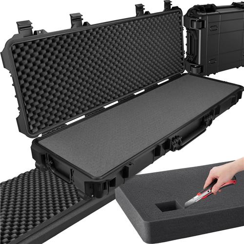 tectake® - Universele box koffer lang - Camerakoffer - Draagbaar (3 handgrepen) - Incl. schuimstof, 2 wielen en knipsluitingen - Harde schaal - 113,5 x 41 x 16 cm - Trolley