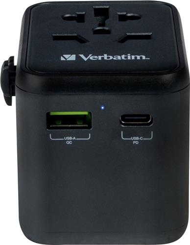 Verbatim 49544 Reisstekker Universal Travel Adapter UTA-02 PD20W / QC / 1xUSB / 1xType-C