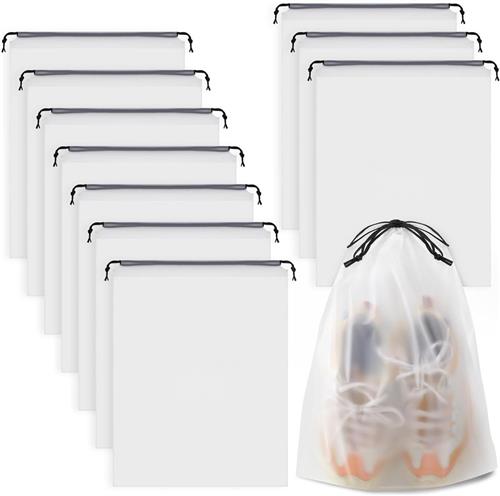 Schoenenzak - Doorzichtige Schoenentas - Schoenenzak - Opbergtas - waterdichte reistassen - met trekkoord - reisbenodigdheden - 40 x 30 cm - 10 stuks
