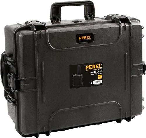 Perel Harde koffer, waterdicht (IP67), noppenschuim, plukschuim, 4 sloten, polypropyleen, zwart, 594 x 473 x 270 mm