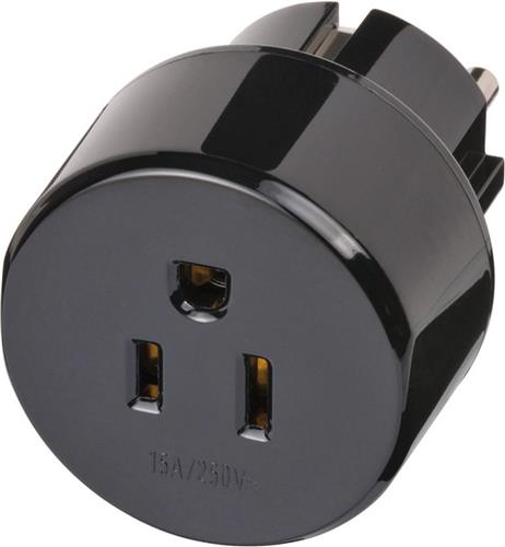 Brennenstuhl reisstekker / reisadapter (reisstekkeradapter voor: beschermcontact stopcontact en USA & Japan stekker) zwart