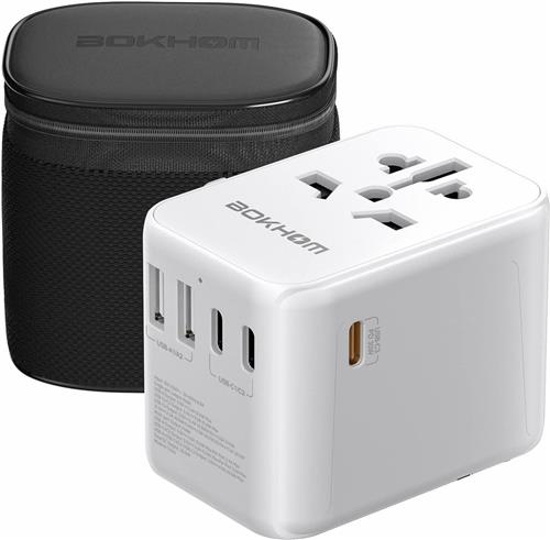 BOKHOM Worldwide Series - Reisadapter - USB C PD 30W Snelladen - Universeel Stopcontact - 200+ Landen