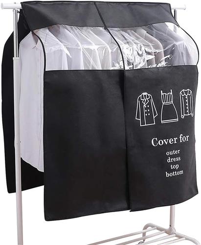 SNQ Kledinghoes-90×110 cm-zwart beklede kleerhanger-stofdichte kledinghoes-kledinghoes-transparant, ademend-huis, slaapkamer