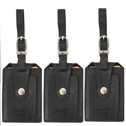Safekeepers Kofferlabels - Bagagelabel Leer 3 stuks - Zwart