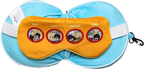 Reiskussen & Slaapmasker Relaxeazzz Yellow Submarine Rond Pluche - 14x28x6cm