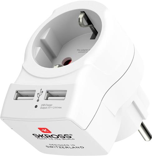 SKROSS - Home Europe Stopcontact Verlenger met USB Hub - 2xUSB