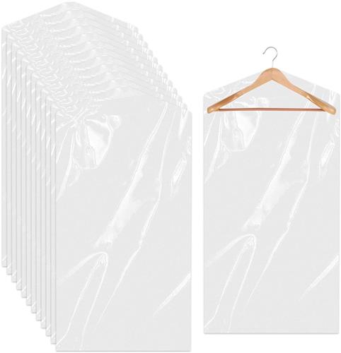 SNQ Transparante kledingzakken - plastic verpakkingszakken - kleding stofdicht hangende kledingzakken - stofdichte kledingbescherming stomerijzakken - geschikt voor colbertoverhemden (60 x 90 cm) - 20 stuks