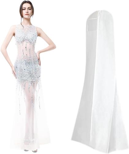 SNQ 180 cm bruidskledinghoes, kledingzak, anti-stof, ademende kledinghoes, kledingzakken, beschermhoes met ritssluiting, voor bruidsjurken, avondjurken of lange jassen, wit