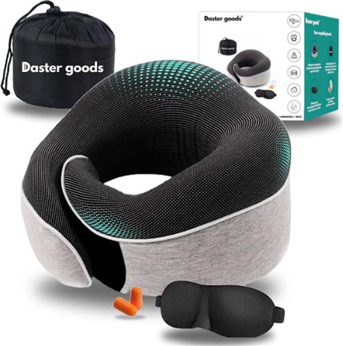 Daster goods® - Nekkussen - Luxe Reiskussen Set - Vliegtuig - Auto - Inclusief Oordoppen en Slaapmasker