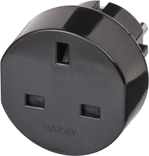 Brennenstuhl reisstekker / reisadapter (reisstekkeradapter voor: Euro stopcontact en Engeland stekker) kleur: zwart