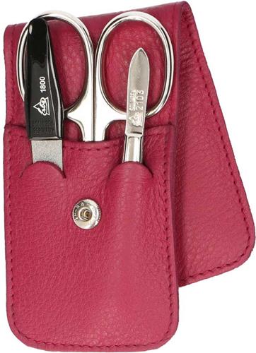 Erbe Solingen 3-delige Manicure Etui met Drukknoopsluiting Fuchsia (ERBE9079)