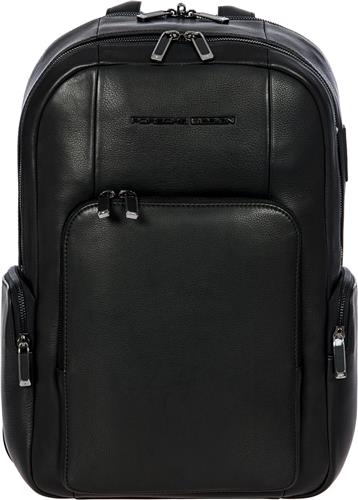 PORSCHE DESIGN Leren Vrije tijd rugzak Rugzak met laptopvak Roadster Backpack M1 Black Zwart