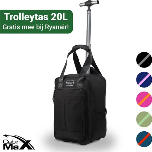 CabinMax Narvik Wieltas - Ryanair Reistas op Wielen - Handbagage 20L - 40x20x25cm - Zwart