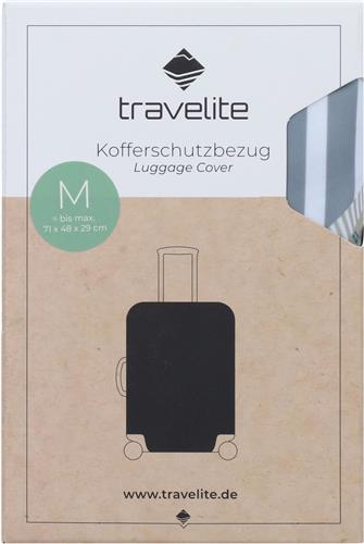Travelite koffer hoes M (tot max 71x48x29cm) tickets on blue white