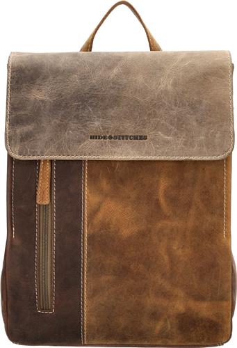 Hide & Stitches Himalaya Rugzak - Antidiefstal Ritsvak - Rugpadding - Verstelbare Schouderbanden - Praktische Indeling - Bruin - 100% Leer