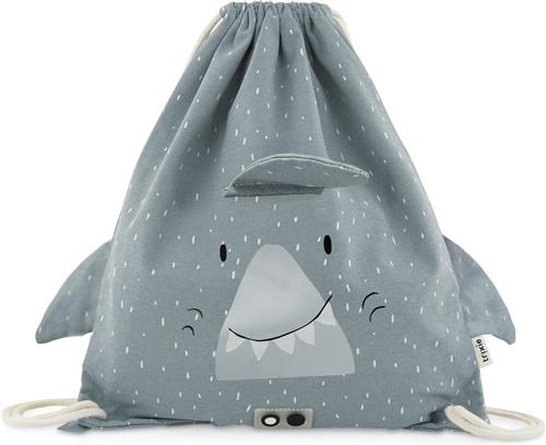 Trixie Zwemtas - Mr. Shark - Gymtas voor kinderen - Waterafstotend - Turnzak met trekkoord - Voor jongens en meisjes - Grijs - Haai