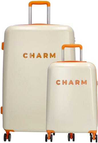 Charm London Capetown Premium Kofferset - ABS - TSA Slot - Travel Set - Suitcase Trolley Set - Beige Multi