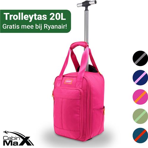 CabinMax Narvik Wieltas - Ryanair Reistas op Wielen - Handbagage 20L - 40x20x25cm - Fuschia