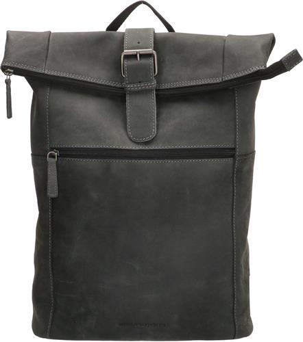 Hide & Stitches Idaho Rugzak 15,6 inch (34.5x19.4 cm) - Zwart - 100% Leer