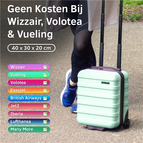 CabinMax Handbagage Trolley 24L  40x30x20 cm  Wizz Air / Ryanair  Lichtgewicht Reiskoffer  Onderstoel Formaat  Mint Groen