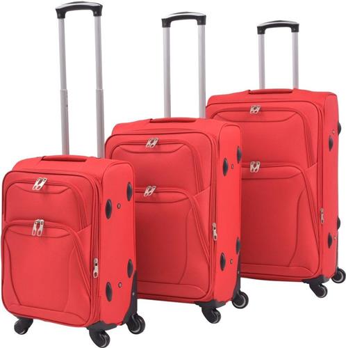 vidaXL - Trolleyset - rood - 3-delig
