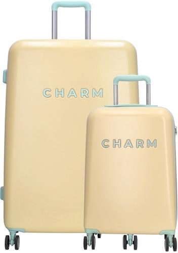 Charm London Capetown Premium Kofferset - ABS - TSA Slot - Travel Set - Suitcase Trolley Set - Zacht geel