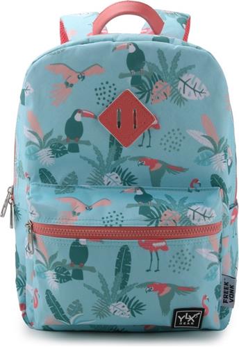 SEASON SALE: Gear & Freek Vonk Oriole Rugzak voor kinderen | Blauw, koraal & Yucca, flamingo. Gemaakt van gerecycled plastic. Jongens, meisjes, schooltas, rugtas | blauw, koraal, tropische vogels