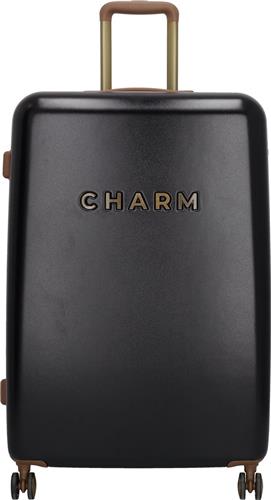 Charm London Travel Trolley L Grote Koffer - 75 cm - 95 Liter - TSA Slot - Zwart