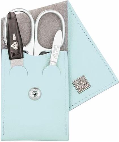 Erbe Solingen 3-delige Manicure Etui met Drukknoop sluiting Zacht Blauw (ERBE9670)