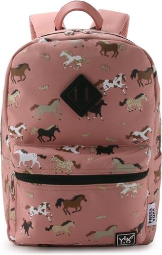YLX Gear & Freek Vonk Oriole Rugzak voor kinderen | Roze & Paarden. Gemaakt van gerecycled plastic. Jongens, meisjes, schooltas, rugtas, roze, glitter, paarden