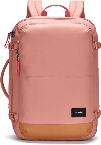 Pacsafe GO Carry-on Backpack - 34 L - Rugzak - RFID-blokkerend - Anti-diefstal - Geschikt als Handbagage - Waterafstotend - Op 2 Manieren te Gebruiken - Turn & Lock Security Hooks - Gerecycled Polyester - Roze