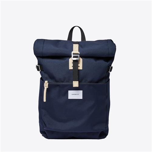 Sandqvist Ilon Navy with natural leather rugzak SQA1498 blauw/navy duurzaam laptop 13 inch