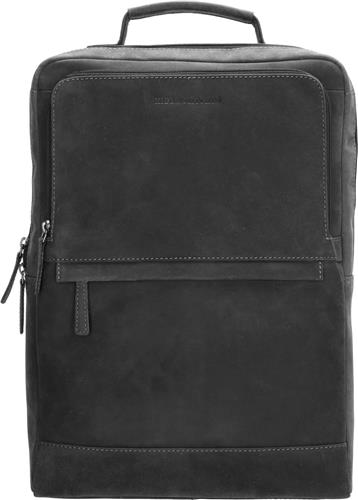 Hide & Stitches Idaho Rugzak Laptoptas 15,6 inch Premium Leder Business - Zwart - 100% Leer