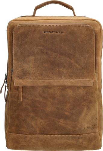 Hide & Stitches Idaho Rugzak Laptoptas 15,6 inch Premium Leder Business - Bruin - 100% Leer