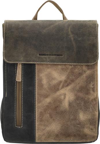 Hide & Stitches Himalaya Rugzak - Antidiefstal Ritsvak - Rugpadding - Verstelbare Schouderbanden - Praktische Indeling - Olijfgroen - 100% Leer