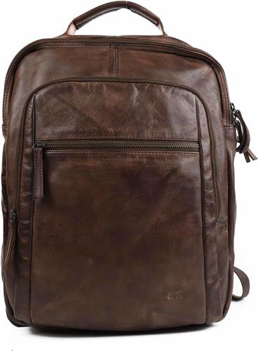 Bear Design Ties Leren Laptop Rugzak 15,4 inch - Bruin