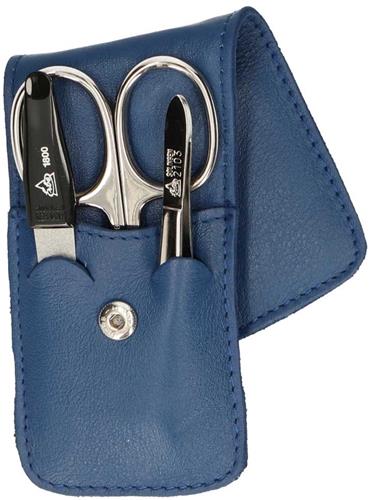 Erbe Solingen 3-delige Manicure Etui met Drukknoopsluiting Donkerblauw (ERBE9071)