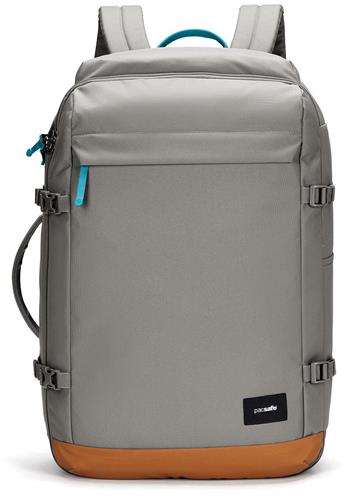 Pacsafe GO Carry-on Backpack - 44 L - Rugzak - RFID-blokkerend - Anti-diefstal - Geschikt als Handbagage - Waterafstotend - Op 2 Manieren te Gebruiken - Turn & Lock Security Hooks - Koffer -Gerecycled Polyester - Grijs