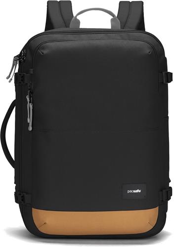 Pacsafe GO Carry-on Backpack - 34 L - Rugzak - RFID-blokkerend - Anti-diefstal - Geschikt als Handbagage - Waterafstotend - Op 2 Manieren te Gebruiken - Turn & Lock Security Hooks - Koffer - Gerecycled Polyester - Jet Black