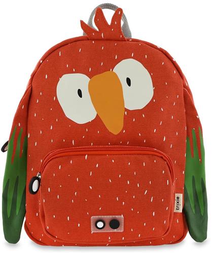 Trixie Rugzak - Mr. Parrot - Schooltas Waterafstotend - Boekentas voor Kind - Voor Jongens en Meisjes - Geschikt als Gymtas - rood