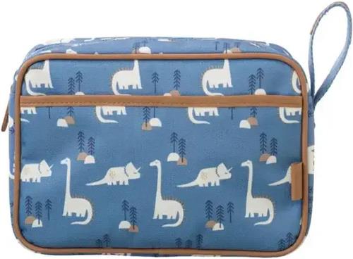 Fresk Toilettas voor Kinderen  24 x 17 x 7 cm  Met Rits en Lus  Reistas Met Dubbel Vak  Organizer  Blauw  Dino