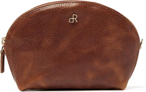 Make-up tasje met spiegel van dR Amsterdam | Klein make-up etui | Spiegeltasje leer | Dames make-up tasje | Compact etui voor make-up en 3 creditcards Milan - 28630 Cognac