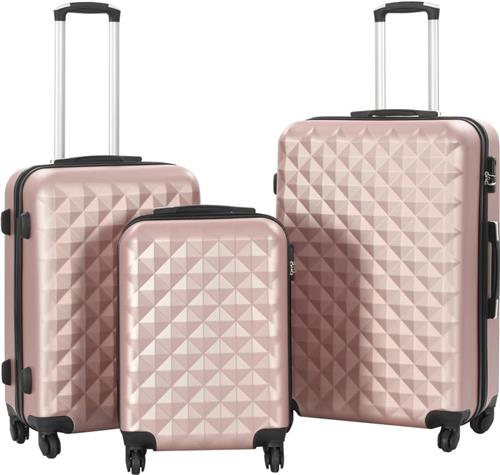 vidaXL - 3-delige - Harde - kofferset - ABS - roségoud