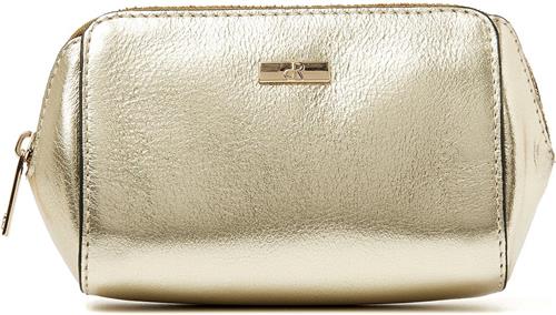 Make up etui dR Amsterdam | Make up tasje klein | Make up tasje dames klein | Make up etui klein van 100% volnerf rundleder | Ideaal voor het veilig opbergen van je make up | Mint - 110631 Light Gold