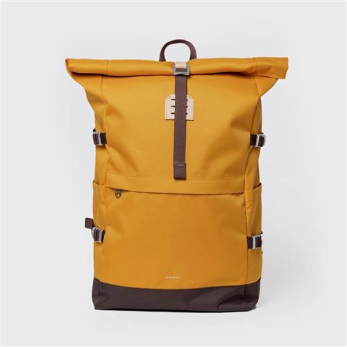 Rugzak Sandqvist Icon Rolltop Golden Yellow With Natural Leather L