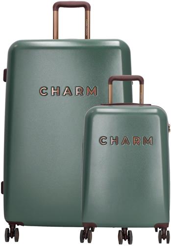Charm London Capetown Premium Kofferset - ABS - TSA Slot - Travel Set - Suitcase Trolley Set - Donkergroen