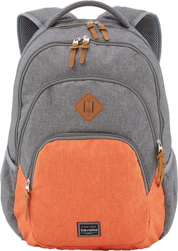 travelite Vrije tijd rugzak Rugzak met laptopvak Basic Melange Backpack 22L Grey / Orange Veelkleurig