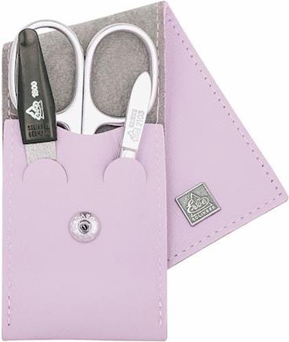 Erbe Solingen 3-delige Manicure Etui met Drukknoop sluiting Licht Paars (ERBE9673)
