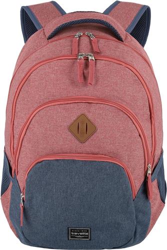travelite Vrije tijd rugzak Rugzak met laptopvak Basic Melange Backpack 22L Red / Marine Rood Blauw
